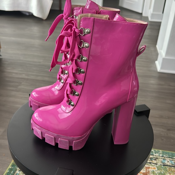 Pink Punk High Boots Laces - Picture 2 of 4